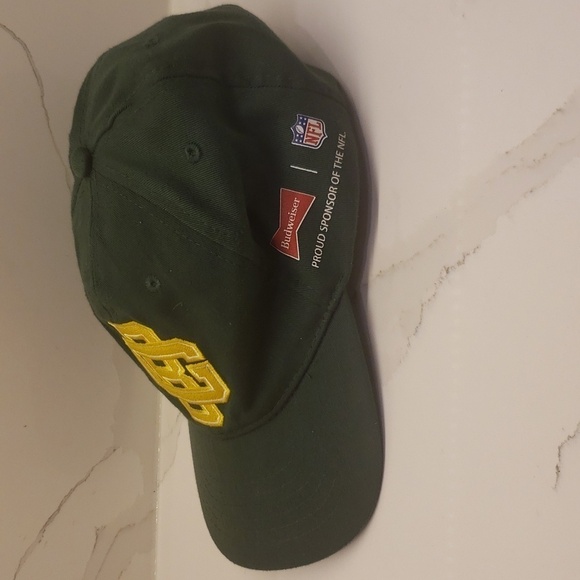 Nfl Budweiser Green Bay Packers Baseball Hat Cap Adjustable Green Gold Emb - Picture 2 of 7